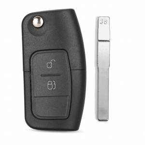 Корпус выкидного ключа FORD 2 кнопки FO-24 HU101, с лого