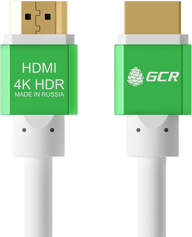 Greenconnect Кабель 1.0m HDMI версия 2.0, HDR 4:2:2, Ultra HD, 4K 60 fps 60Hz/5K*30Hz, 3D, AUDIO, 18.0 Гбит/с, 28/28 AWG, OD7.3mm, тройной экран, белый, AL корпус зеленый, GCR-51295 Greenconnect HDMI (m) - HDMI (m) 1м