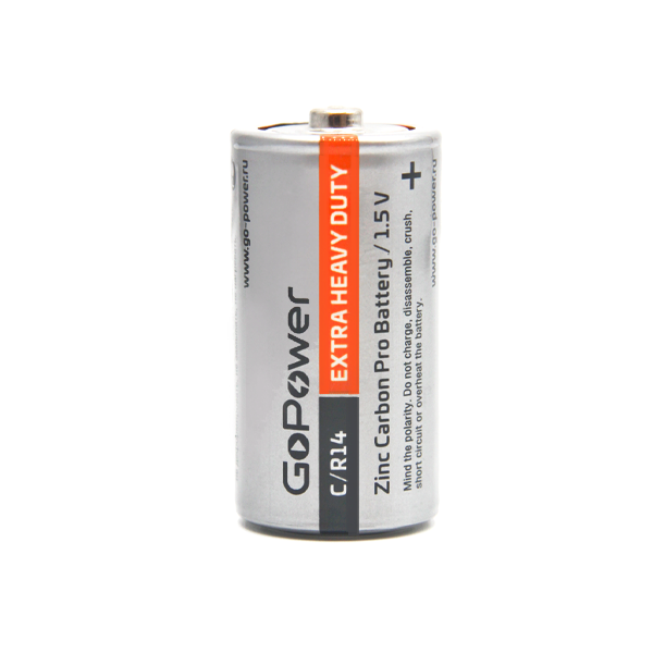 Батарейка GoPower R14 C Shrink 2 Heavy Duty 1.5V (2/24/288) (24 шт.) Батарейка GoPower R14 C (00-00015596)