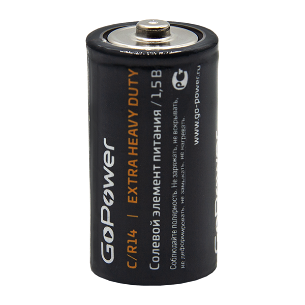 Батарейка GoPower R14 C Shrink 2 Heavy Duty 1.5V (2/24/288) (24 шт.) Батарейка GoPower R14 C (00-00015596)