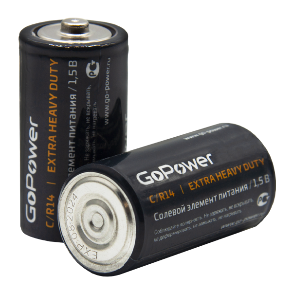 Батарейка GoPower R14 C Shrink 2 Heavy Duty 1.5V (2/24/288) (24 шт.) Батарейка GoPower R14 C (00-00015596)
