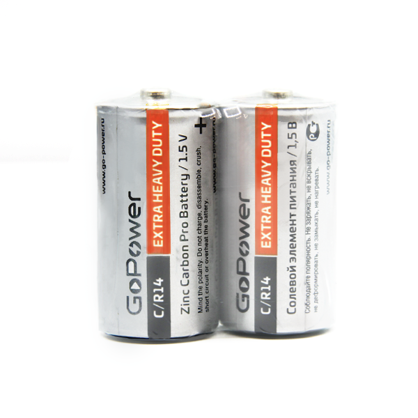 Батарейка GoPower R14 C Shrink 2 Heavy Duty 1.5V (2/24/288) (24 шт.) Батарейка GoPower R14 C (00-00015596)