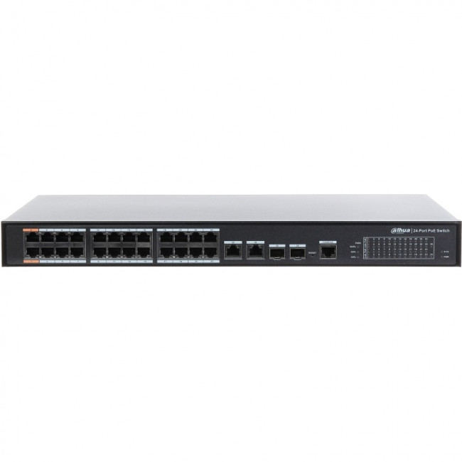2xCombo 1000 Base-T/SFP 24x 10/100 Base-T(Hi-PoE/PoE+/PoE)IEEE802.3af/IEEE802.3at/Hi-PoE Мощность PoE 240Вт Размеры 440мм×300мм×44мм Dahua DH-PFS4226-24ET-240 — для бизнеса и офиса 2xCombo 1000 Base-T/SFP 24x 10/100 Base-T(Hi-PoE/PoE+/PoE)IEEE802.3af/IEEE802.3at/Hi-PoE Мощность PoE 240Вт Размеры 440мм×300мм×44мм Dahua DH-PFS4226-24ET-240 — для бизнеса и офиса