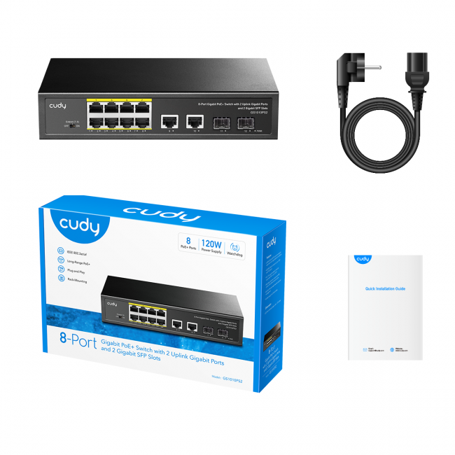 Коммутатор Cudy GS1010PS2 — для бизнеса и офиса Коммутатор Cudy GS1010PS2 — для бизнеса и офиса