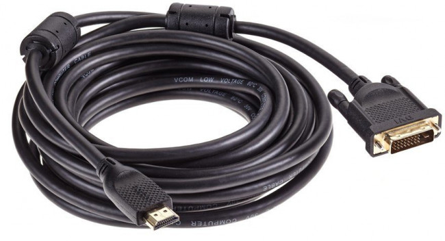 Кабель HDMI AM/DVI(24+1)M, 7.5м, CU, 1080P@60Hz, 2F, VCOM <CG484G-7.5M> VCOM HDMI (m) - DVI-D (m)