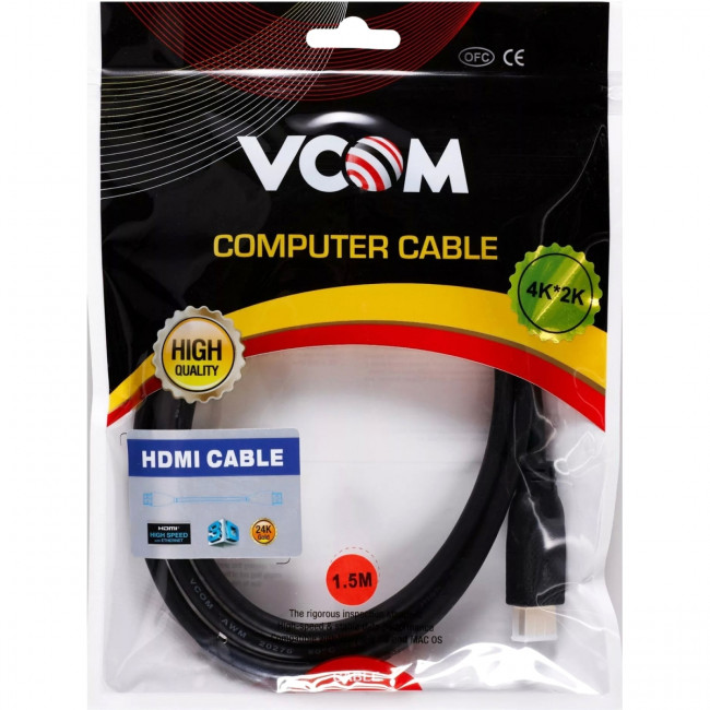 Кабель HDMI-19M --MiniHDMI-19M ver 2.0 1.5m  VCOM <CG583-1.5M> VCOM CG583-1.5M