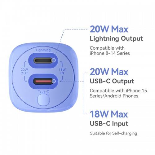 Power Bank Vention 5000mAh(USB-C + Lightning) 20W Серо-белый, шт. Vention FHWM0 — для бизнеса и офиса Power Bank Vention 5000mAh(USB-C + Lightning) 20W Серо-белый, шт. Vention FHWM0 — для бизнеса и офиса