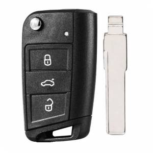 Корпус выкидного ключа SKODA MQB 3 кнопки HU-HAA HU66, с лого
