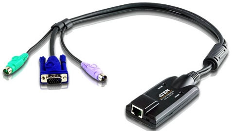 Модуль удлинителя, SVGA+KBD+MOUSE PS/2,  50 метр., для подкл. комплекта перключат. KN2124v/2140v/4124v/4140v/2116A/2132/4116/4132 KM0532/0932/0032, макс.разреш. 1600х1200, RJ45+HD-DB15+2х6MINIDIN, Female+3xMale, без Б.П ATEN KA7120 — для бизнеса и офиса