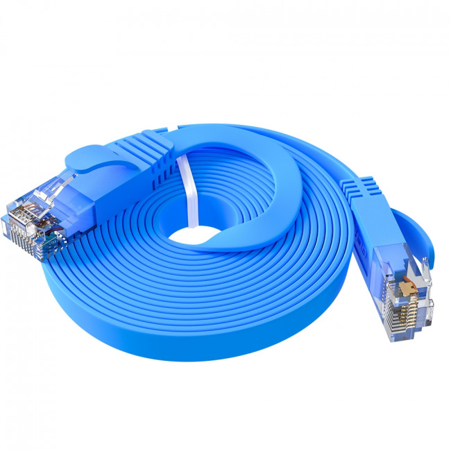 GCR Патч-корд PROF плоский прямой 0.3m, UTP медь кат.6, синий, 30 AWG, ethernet high speed 10 Гбит/с, RJ45, T568B, GCR-53086 Greenconnect RJ45(m) - RJ45(m) Cat.6 UTP  0.3м синий — для бизнеса и офиса