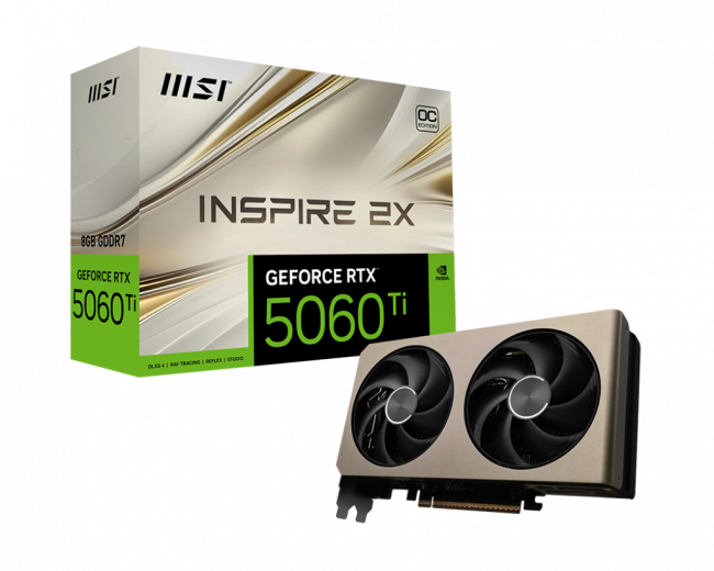 Видеокарта MSI GeForce RTX 5060 Ti 8G INSPIRE 2X — для бизнеса и офиса Видеокарта MSI GeForce RTX 5060 Ti 8G INSPIRE 2X — для бизнеса и офиса