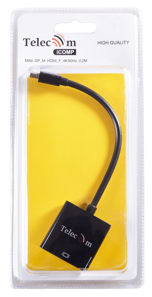 Кабель-переходник Mini DisplayPort (M) -> HDMI (F), 4K@60Hz, Telecom (TA6056) VCOM Mini DisplayPort (m) - HDMI (f) — для бизнеса и офиса
