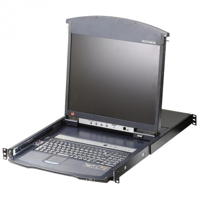 Переключатель консоли электронный, 16 портов PS/2, ж/к экран 19", клав. рус/лат.(Макс. разрешение 1280*1024, макс.частота верт. развертки 75Hz, зерно 0.264*0.264мм, якрость 300кд/м2) c IP доступом ATEN KL1516AiNR — для бизнеса и офиса Переключатель консоли электронный, 16 портов PS/2, ж/к экран 19", клав. рус/лат.(Макс. разрешение 1280*1024, макс.частота верт. развертки 75Hz, зерно 0.264*0.264мм, якрость 300кд/м2) c IP доступом ATEN KL1516AiNR — для бизнеса и офиса