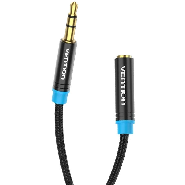 Кабель-удлинитель Vention аудио  Jack 3,5 mm M/Jack 3,5 mm F - 1 м Удлинитель Vention mini jack 3.5 mm(m)/mini jack 3.5 mm(f) - 1 м (VAB-B06-B100-M)
