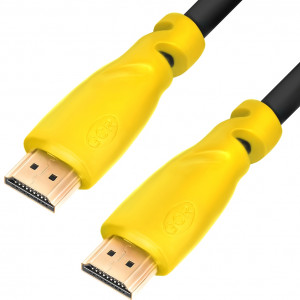 GCR Кабель 3.0m HDMI версия 1.4, черный, желтые коннекторы, OD7.3mm, 30/30 AWG, позолоченные контакты, Ethernet 10.2 Гбит/с, 3D, 4K GCR-HM340-3.0m, экран GreenconnectGCR-HM340-3.0m