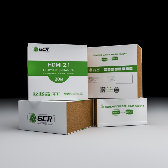 GCR Кабель 20m оптический HDMI 2.1 8K 60Hz, для подключения SmartTV, AppleTV, XBOX Series X, PS5, GCR-52435 Greenconnect HDMI (m) - HDMI (m) 20м — для бизнеса и офиса