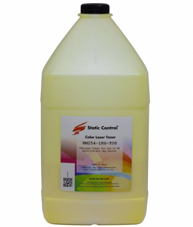 Тонер Static Control Универсальный для HP CLJ Pro M254, (Odyssey), Y, 1 кг, флакон — для бизнеса и офиса