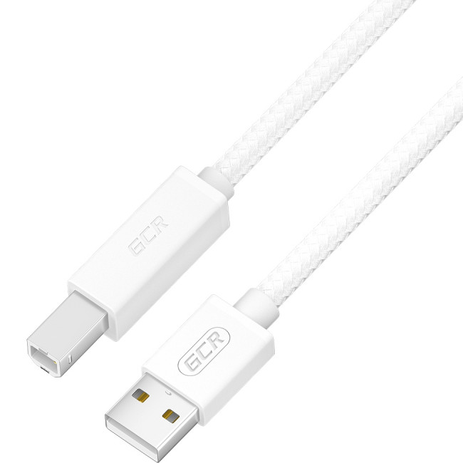 GCR Кабель Premium 1.0m USB 2.0, AM/BM, белый нейлон 28/24 AWG, экран, армированный, морозостойкий, GCR-54211 Кабель Greenconnect 1 м (GCR-54211) — для бизнеса и офиса