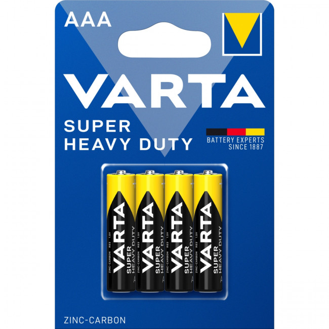 Батарейка Varta SUPERLIFE R03 AAA BL4 Heavy Duty 1.5V (2003) (4/48/240) (4 шт.) Varta SUPERLIFE R03 AAA (02003101414)