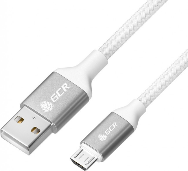 GCR QC Кабель 1.0m MicroUSB, быстрая зарядка, белый нейлон, AL корпус серебро, белый ПВХ, 28/24 AWG, GCR-52468 Кабель Greenconnect 1 м (GCR-52468) GCR QC Кабель 1.0m MicroUSB, быстрая зарядка, белый нейлон, AL корпус серебро, белый ПВХ, 28/24 AWG, GCR-52468 Кабель Greenconnect 1 м (GCR-52468)