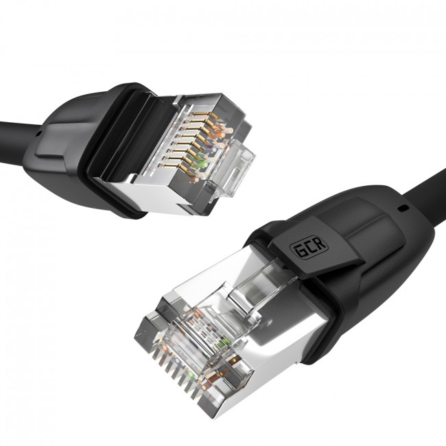 GCR Патч-корд PROF кат.8 ethernet  30.0m F/FTP,  RJ45, CU, 26 AWG, литой, прямой, черный, экранированные коннекторы, GCR-52354 Greenconnect RJ45(m) - RJ45(m) Cat. 8 F/FTP LSZH 30м — для бизнеса и офиса