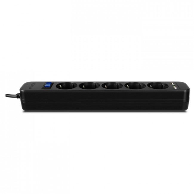 Фильтр SVEN SF-05LU 3.0 м (5 евро розеток,2*USB(2,4А)) черный, цветная коробка Sven SF-05LU