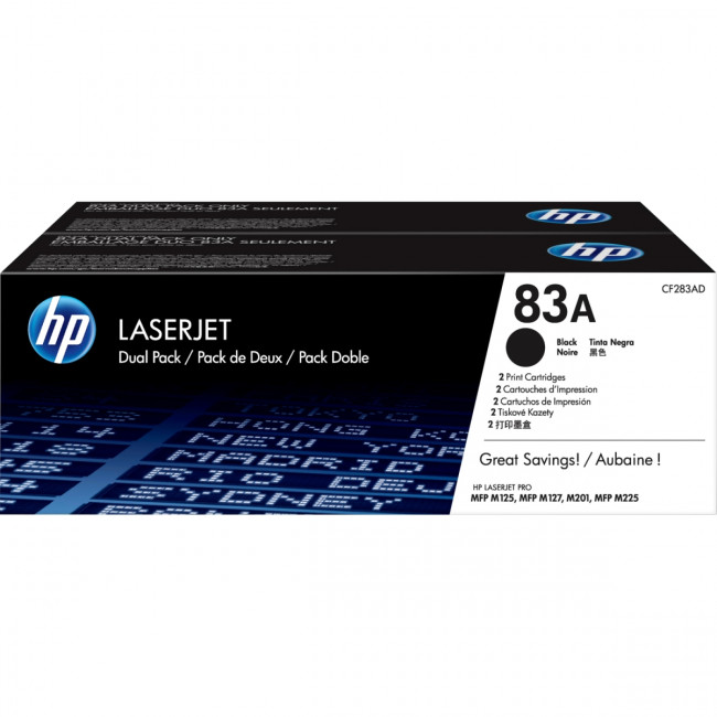 Тонер-картридж набор из 2 шт HP LaserJet 83X Black 2-pack (CF283AF) — для бизнеса и офиса
