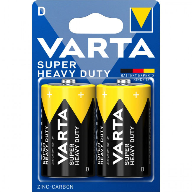 Батарейка Varta SUPERLIFE R20 D BL2 Heavy Duty 1.5V (2020) (2/24/120) (2 шт.) Varta SUPERLIFE R20 D (02020101412) — для бизнеса и офиса