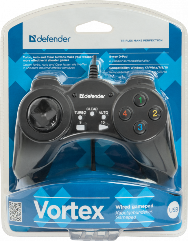 Defender Проводной геймпад Vortex USB, 13 кнопок Defender Vortex