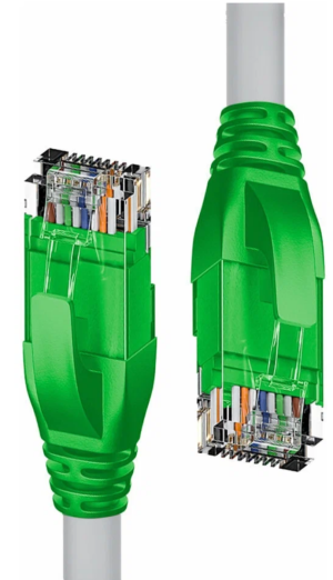 Патч-корд прямой 1.0m UTP кат.5e, серый, зеленые коннекторы, 24 AWG, литой, ethernet high speed 1 Гбит/с, RJ45, T568B 4PH 4PH-R90028
