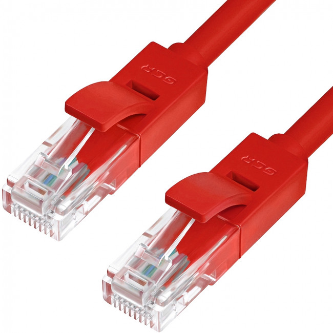 Greenconnect Патч-корд прямой 10.0m, UTP кат.5e, красный, позолоченные контакты, 24 AWG, литой, GCR-LNC04-10.0m, ethernet high speed 1 Гбит/с, RJ45, T568B Greenconnect RJ45(m) - RJ45(m) Cat. 5e U/UTP PVC 10м красный