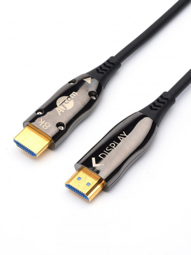 Кабель HDMI 40 м (HIGH speed, Metal gold,  Optical) 8K VER 2.1 ATcom HDMI 2.1 (m) - HDMI 2.1 (m) 40 м
