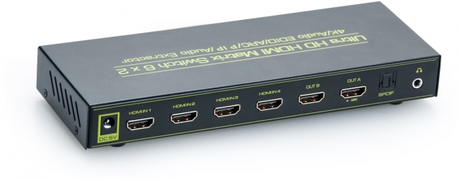 Greenconnect Переключатель HDMI 1.4, Matrix +ARC+PIP, 6 к 2 серия Greenline GL-v602 Greenconnect Переключатель Greenline HDMI 1.4, Matrix +ARC+PIP, 6 к 2 — для бизнеса и офиса