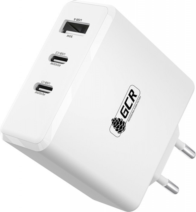 GCR Сетевое зарядное устройство 100W, 1 USB + 2 TypeC, GaN Tech Quick Charger, PD 3.0, белый Greenconnect GCR-54226 GCR Сетевое зарядное устройство 100W, 1 USB + 2 TypeC, GaN Tech Quick Charger, PD 3.0, белый Greenconnect GCR-54226