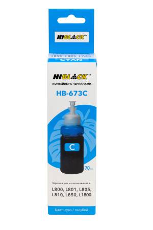Контейнер с чернилами Hi-Black (HB-673C) для Epson L800/L801/L810/L850, C13T67324A, C, 70ml