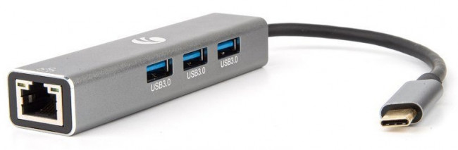 Кабель-концентратор USB 3.1 Type-Cm --> RJ-45+3port USB3.0(f)  Aluminum Shell VCOM <DH311A> VCOM DH311A