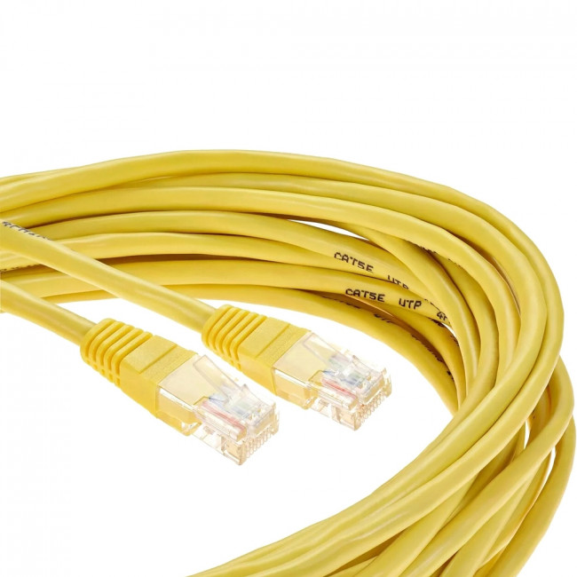 Патчкорд литой "Telecom" UTP кат.5е 5,0м желтый VCOM NA102-Y-5M — для бизнеса и офиса