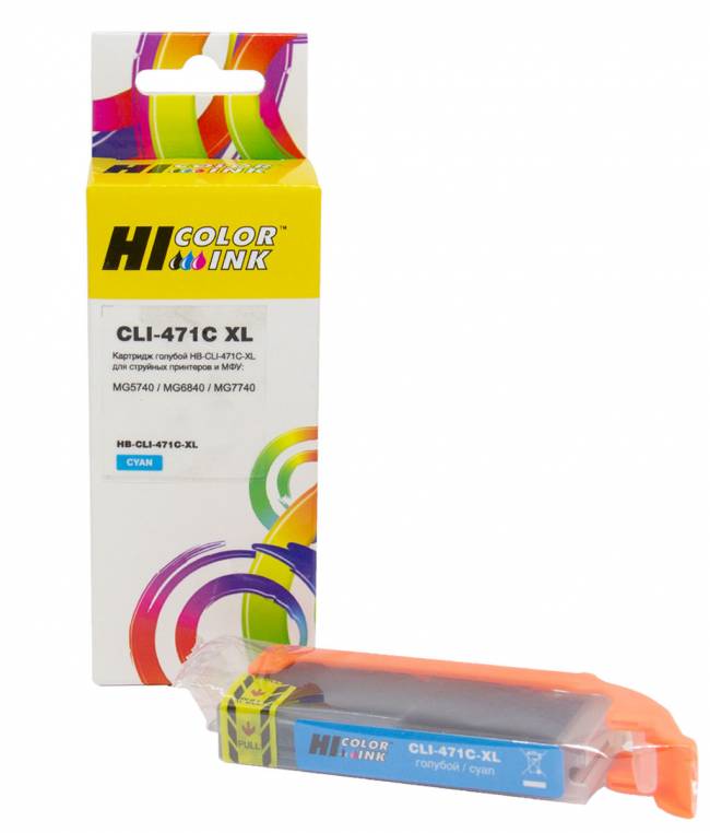 Картридж Hi-Black (CLI-471XLC) для Canon MG5740/MG6840/MG7740, Cyan — для бизнеса и офиса