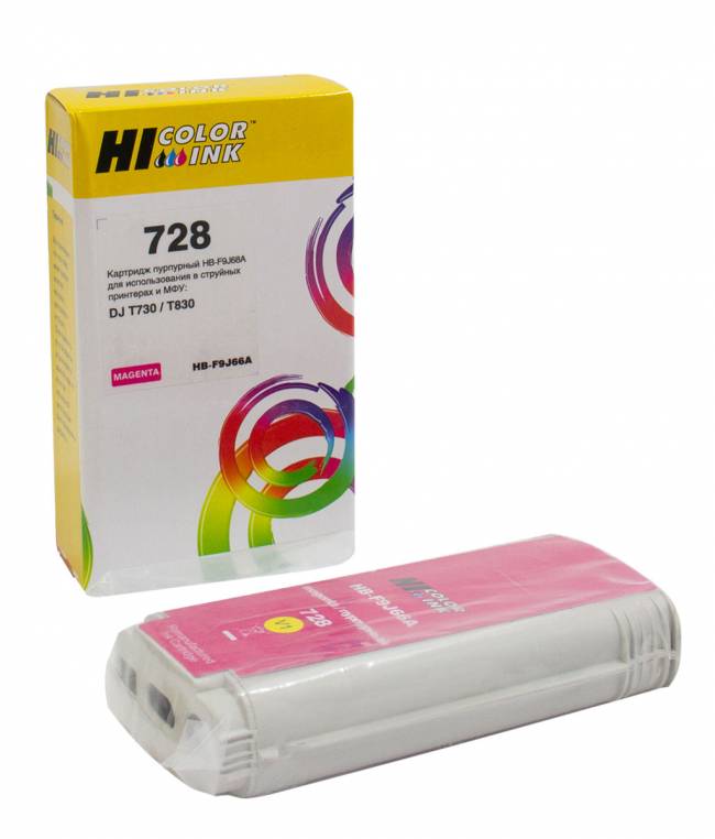 Картридж Hi-Black (HB-F9J66A) для HP DJ T730/T830, 130ml, №728XL, Magenta — для бизнеса и офиса