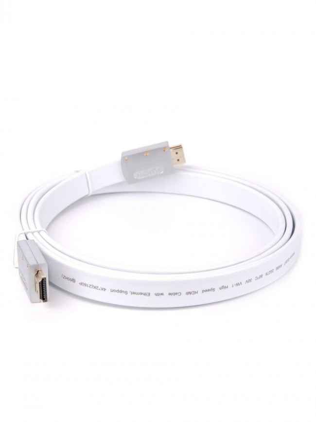 Кабель HDMI 19M/M ver 2.0, 1.8M, Aopen/Qust <ACG568F-S-1.8M> серебряно-белый Flat Aopen HDMI (m)- HDMI (m) 1.8м — для бизнеса и офиса