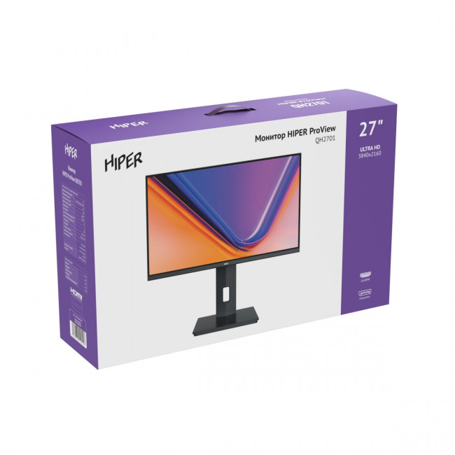 Монитор HIPER ProView QH2701 - 27''/3840x2160/75Гц/300/1000:1/IPS/5мс/HDMIx2+DP/Чёрный Hiper QH2701 — для бизнеса и офиса