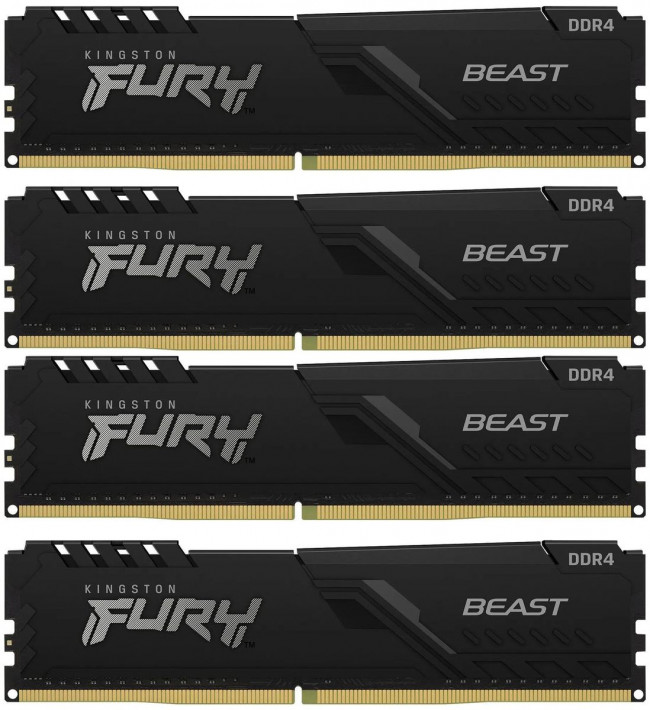 Память оперативная Kingston FURY Beast Black 128GB DDR4 CL18 DIMM (Kit of 4) — для бизнеса и офиса Память оперативная Kingston FURY Beast Black 128GB DDR4 CL18 DIMM (Kit of 4) — для бизнеса и офиса
